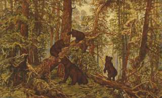 Bear Tapestry Bears In Pine Forest Landscape   BS  