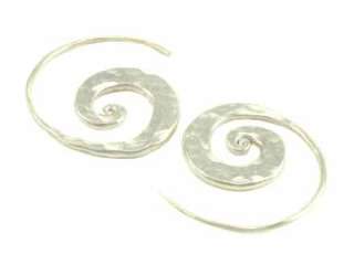 Name  Thai Karen Hill Tribe silver Hammered flat spiral earrings