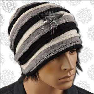 AM069 Special Stripe Knit Soft Winter Men Beanie Hat Cap  