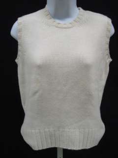 CELINE Ivory Cashmere Sleeveless Pullover Sweater Sz M  