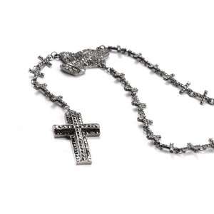   Out Cross Linked Chain Rosary w/ Praying Hands & Paves Cross Hematite