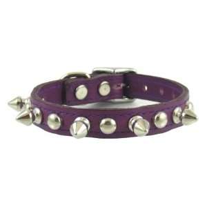  10 Purple Spiked and Studded Leather Dog Collar By Furry 