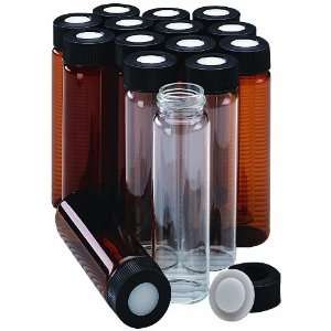 Thomas 9A130 Glass 40mL Amber Assemble Vial, with Tomcap Liner (Pack 