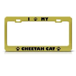  Cheetah Cat Gold Animal Metal License Plate Frame Tag 