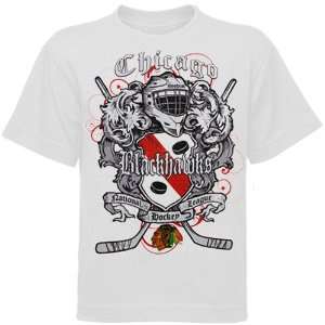  Reebok Chicago Blackhawks Youth White Rebel Crest T shirt 