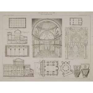  1870 Byzantine Architecture Hagia Sophia Lithograph 