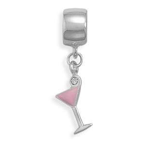   Story Bead Charm With Pink Enamel Cosmopolitan Drink Charm: Jewelry