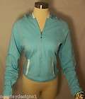 NEW WOMANS SO SPORTY ATHLETIC LIGHT BLUE ZIPPERED HOODIE SIZE MEDIUM 