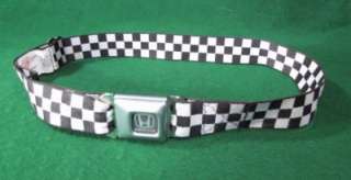 Honda Seatbelt Belt/Checkered Flag Belt w/ Honda Seatbelt Buckle sz 