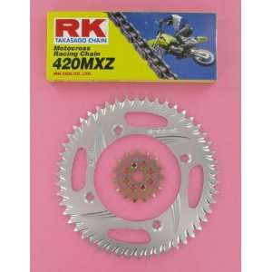  RK Chain and Sprocket Kit with Gold Chain , Color: Gold 