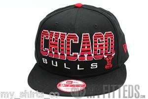 Chicago Bulls Fade Snap Jet Black Scarlet New Era Snapback Hat  