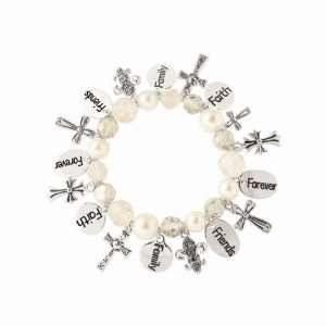  Alexas Angels Cross Charm Stretch Bracelet Clear 22569 