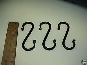 Black Wrought Iron S Hooks Small Lot of 3 USA Made  