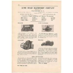  1927 Acme Road Roller Snow Plow Crusher Grader Print Ad 