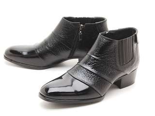 mens real leather side zipper wrinkle ankle slip on boots