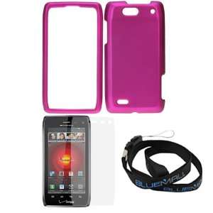 Rose Pink Rubberized Snap On Case + Clear LCD Screen Protector + Neck 