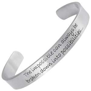   Stainless Steel Bangle Bracelet with Lasercut Scripture Quote Jewelry