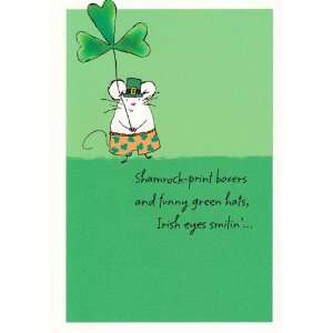   Card Shamrock print Boxers and Funny Green Hats, Irish Eyes Smilin