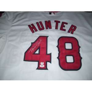  Hunter Autograph Los Angeles Angels Cool Base Jersey: Sports