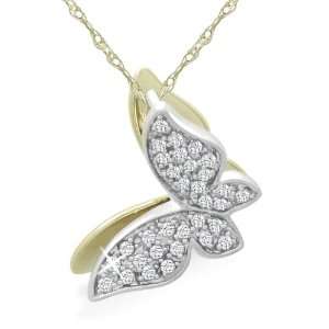   Butterfly Pendant (.24 cttw, I J Color, I2 I3 Clarity), 18 Jewelry