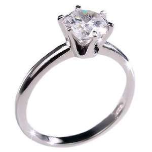  Sterling Silver 1.25 ct Classic Solitaire Engagement Ring 