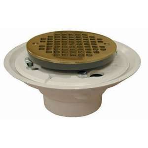   D50 133 Cast with Ring Shower Stall or Floor Drain, Polished Brass