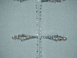 St. John Evening Blue Silver Rhinestone Paillettes Knit Evening Jacket 