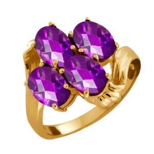  3.00 Ct Checkerboard Purple Amethyst Gold Plated Sterling 