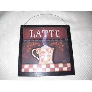  Latte Coffee Mug Wooden Kitchen Cafe Wall Art Sign: Home 