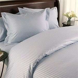   Stripe Single Ply Yarn Bed Sheet Set (Aqua Blue) King.