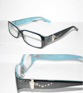 Nerd Clear Glasses black Light Blue Monogram Retro Frames Silver 