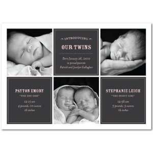 Twins Birth Announcements   Checkered Charm: Tea Rose By Fine Moments