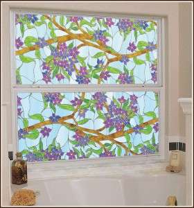   Floral Privacy Stained Glass Window Film Clings 605690162030  