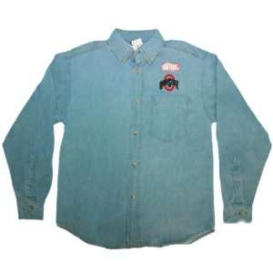 Extra Large (XL)   Blue Denim Ohio State OSU Buckeyes Button up Long 