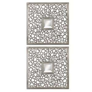Colusa Squares Mirror in Antique Light Silver (Set of 2):  