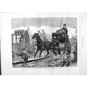  1875 FLOOD ROAD BETWEEN RADLEY OXFORD HORSE CARRIAGE