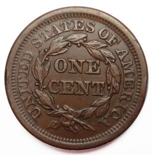 USA   1851 BRAIDED HAIR LARGE CENT AU  