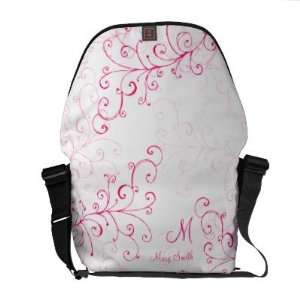   Stylish Swirl Custom Monogram White Pink Commuter Bags Electronics