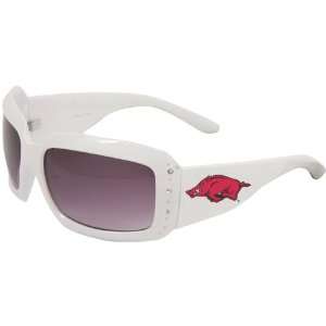 Arkansas Razorbacks Ladies White Rhinestone Fashion Sunglasses:  