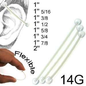   Flexible Industrial   Clear Ball 14G, 1 3/8   Sold as a Pair: Jewelry