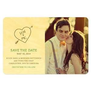  Carved Heart Initials Save the Date   Real Wood Wedding 