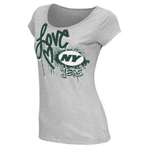   Womens New York Jets Painted Love Burnout T shirt