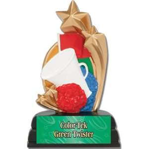 Custom Cheer leading Sport Star Resin Trophies GREEN COLOR TEK TWISTER 