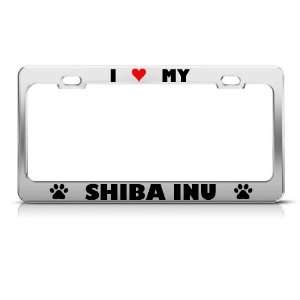  Shiba Inu Paw Love Heart Pet Dog Metal license plate frame 