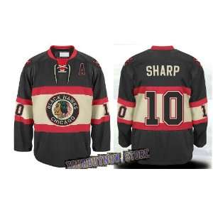 Sharp #10 Chicago Blackhawks Third Black Jersey Hockey Jerseys (Logos 