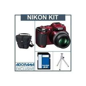  Nikon Coolpix L120 Digital Camera Kit   Red   with 4GB SD 