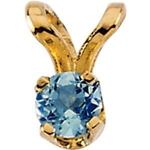  Shapely Childs Topaz CZ Pendant In 14K Yellow Gold 