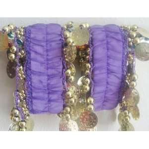  Purple belly dance arm cuffs in gold coins Everything 