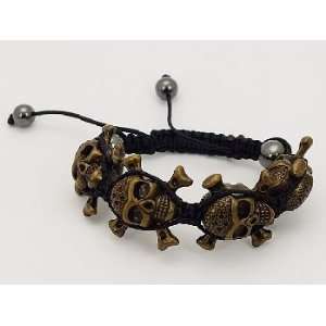Shamballa Inspired Skull Bracelet Macrame 12mm Handmade Bracelet Size 