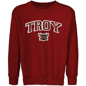  Troy University Trojans Youth Logo Arch Applique Crew Neck 